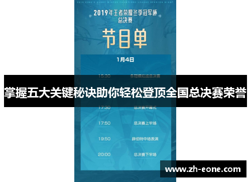 掌握五大关键秘诀助你轻松登顶全国总决赛荣誉